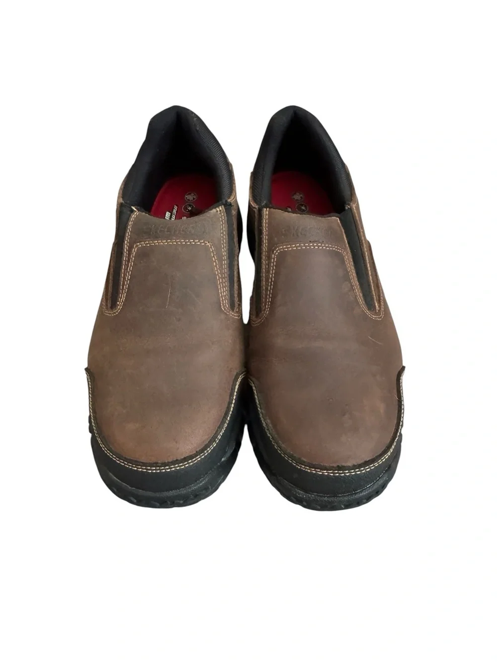 Skechers steel toe  Brown Slip-On Shoes size 9.5